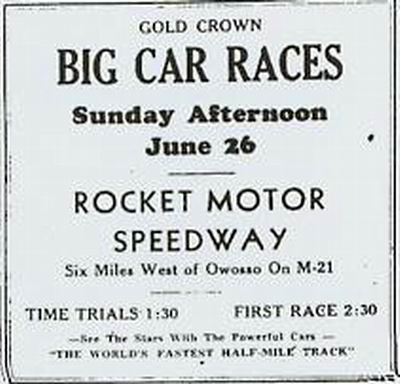 Owosso Speedway - OLD AD FROM RON GROSS